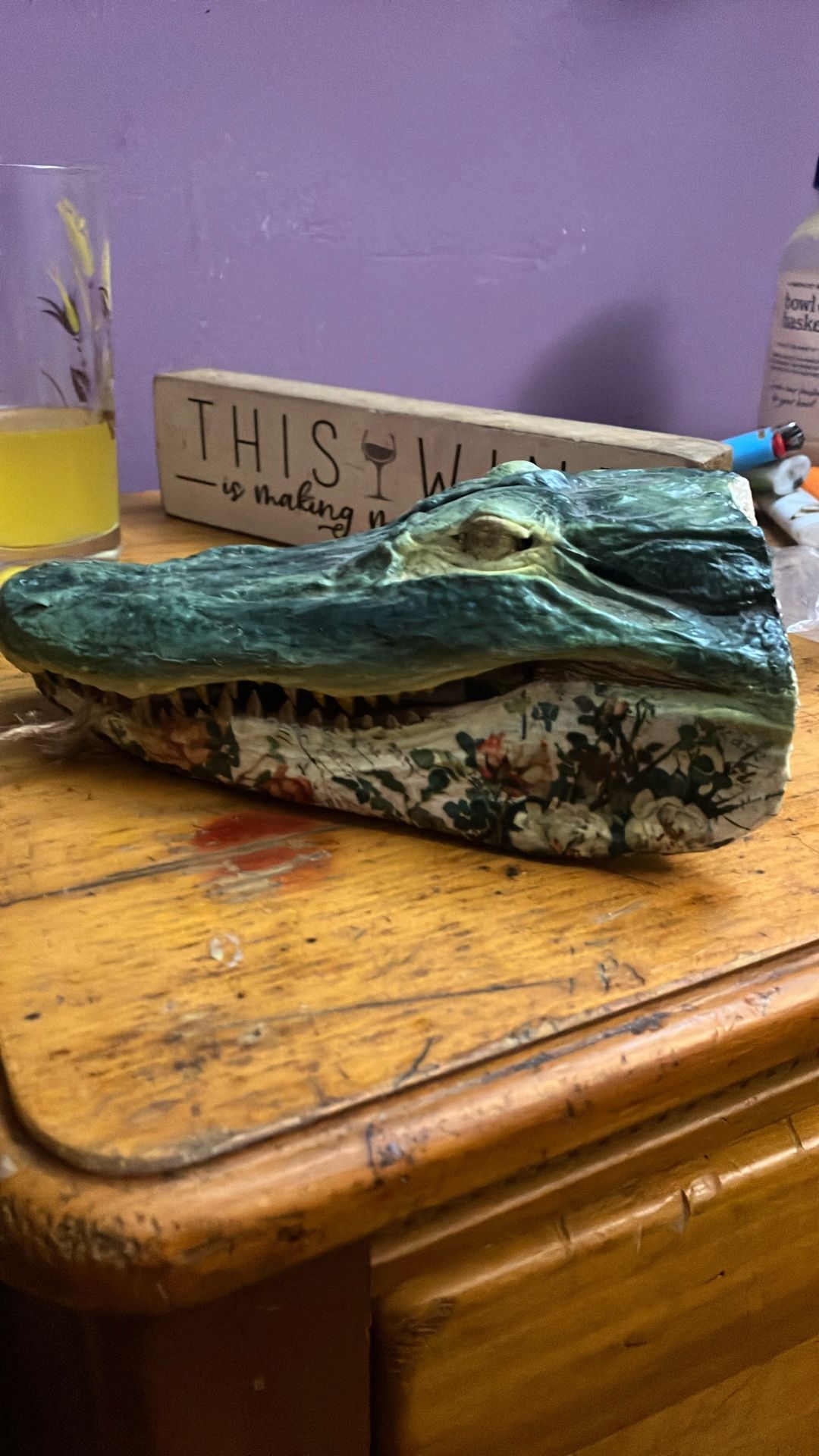 Hand Painted Vintage Alligator Head