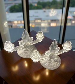 Set of 2 Fostoria Art Deco Candleholders 