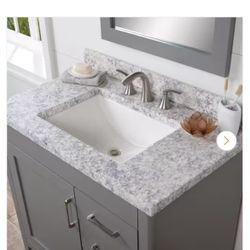 37 in. W x 22 in. D Cultured Marble White Rectangular Single Sink Vanity Top in Everest