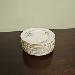 Set of 10 Japanese Porcelain Dinner Plates "Forget-Me-Not" Lot of 10 Dinner Plates
