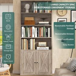Bookshelf . Bookcase w/ Doors and Storage (see actual color - product photos)