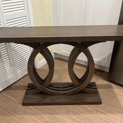Farmhouse Console Table, 55" Hallway Sofa Table With Geometric