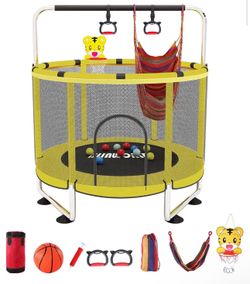 New - Kids Trampoline with Gymnastics Bar Indoor