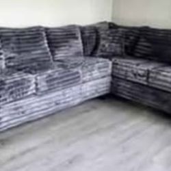 NEW MODEL ALERT! Brand New Byers Market Gunmetal Grey Thick Corduroy RAF 2pc Corner Sectional