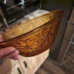 Vintage Amber Indiana Glass Bowl For Vegetables/Salad