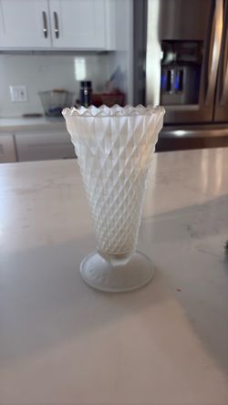 Vintage flower vase  frosted glass