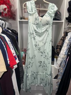 Mint Green Floral Midi Dress