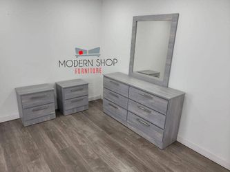 Dresser With Mirror And 2 Nightstands - Cómoda Con Espejo Y Dos Mesitas De Noche 