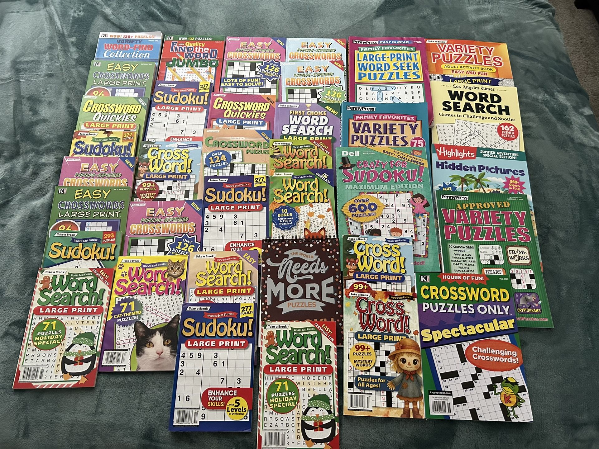 Large lot of crossword & word search books- Brand New- Low Price. $25 for the lot