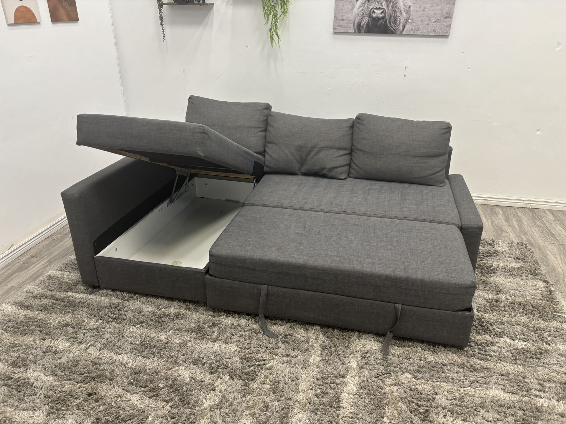 Gray Sectional Couch Pull Out Bed - Free Delivery