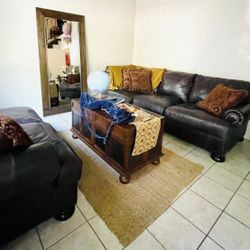 Sectional Leather Brown Couch 