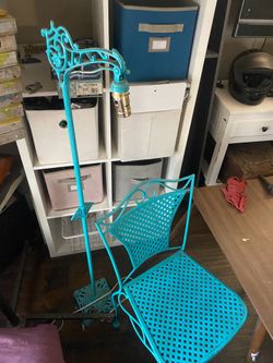 Vintage iron chair and lamp