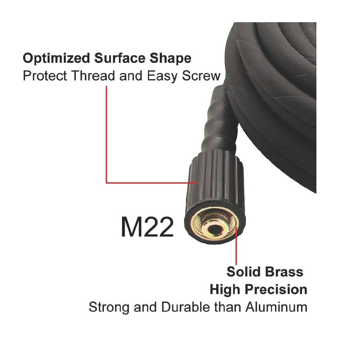 226 50 FT High Tensile Wire Braided Pressure Washer Hose for Sun Joe SPX Series, Karcher, B&S, Craftsman, Generac, Champion&Simpson and Others