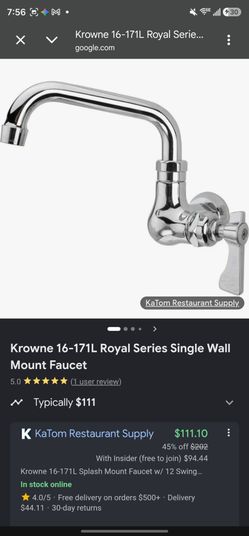 commercial-grade Krowne 16-171L features a 12-inch swing spout, 1/2-inch NPS male inlets