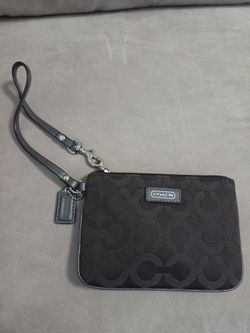 Coach wristlet black/ grey coin pouch