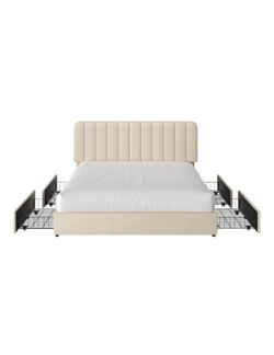 Queen Upholstered Storage Bed Frame w/ 4 Drawers – Like New