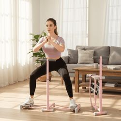 Ski Exercise Machine Ski Machine With 4 Level Adjustable Handles Leg Exerciser Foldable Fitness equipment for Home Gym Pink