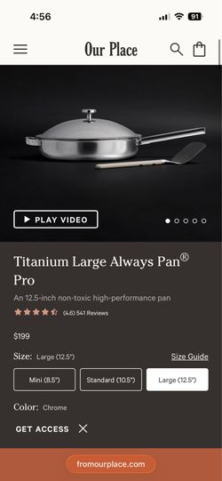 Pots and pans Our place brand  Titanium always pan pro  12.5 inch pan and top Like new used once  In great condition see pictures for detail  Non stic