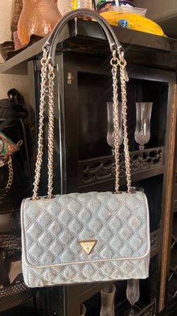 Guess purse blue metallic grey
