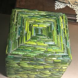 Green Beaded Decorative Glass Box