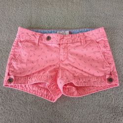 SO Womens Cotton Stretch Shorts Coral Anchor Print Size 3