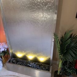 Beautiful Upscale Waterfall Stainless Steel 7 Foot Lights Modern Look 