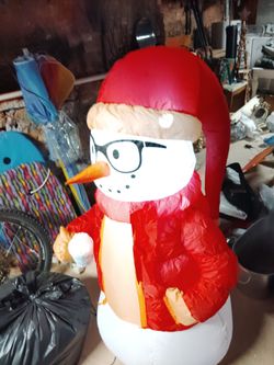 Holiday Time 4-foot Snowman with a Red Jacket