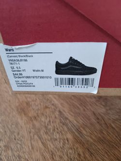 YT NEW BLACK VANS SZ 6.5