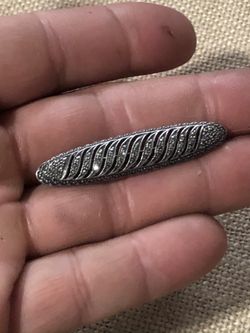 Deco style sterling silver brooch hematite