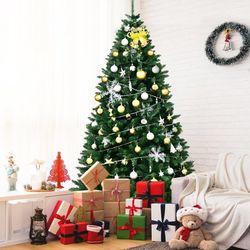 #4- 7.5ft Hinged Artificial Christmas Tree Unlit Douglas Full Fir Tree w/ 2254 Tips
