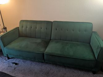 Emerald green velvet futon
