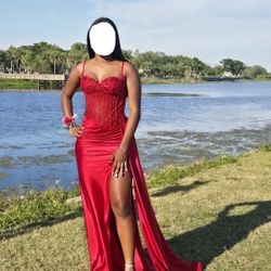 Red Corset Prom Dress 