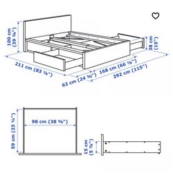 Queen White IKEA Bedframe w Storage 