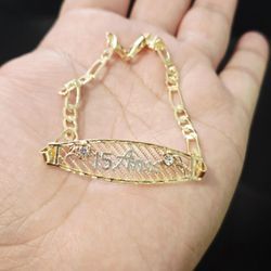 14k Gold Plated Sweet 16 Bracelet 