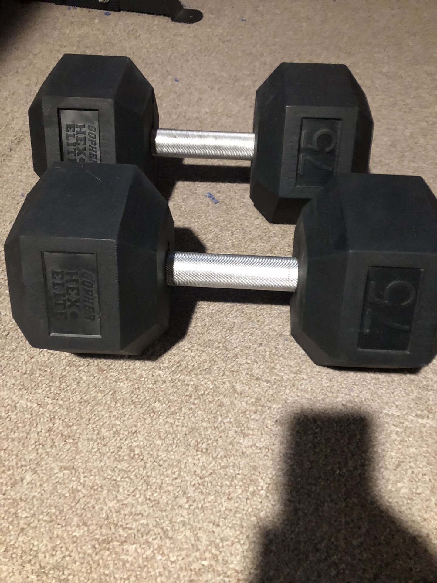 Set Of 75 Lbs Rubber Gopher Sport Dumbbells