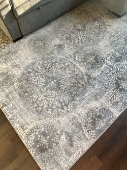 Large Grey Floral Area Rug