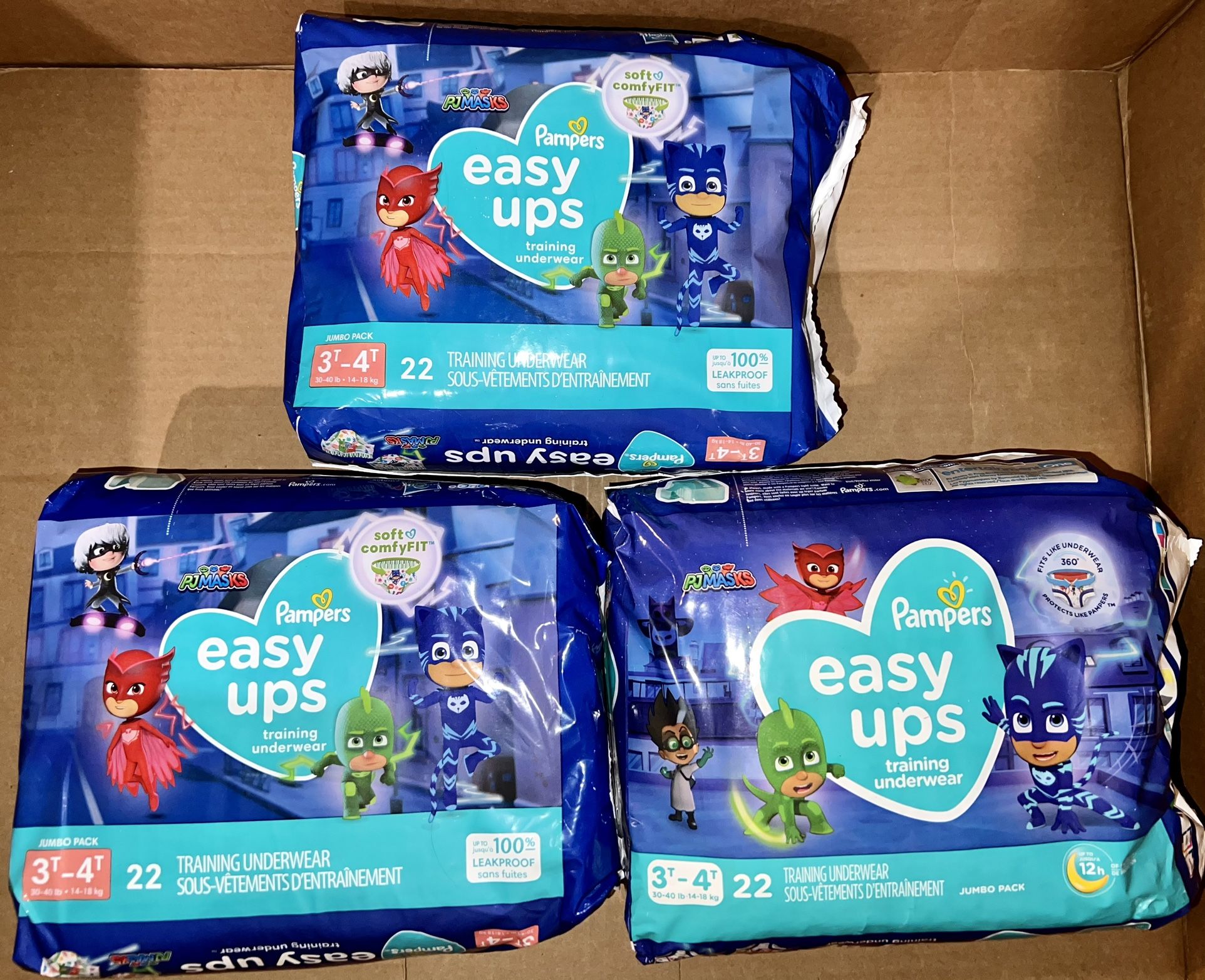 3 bags Pampers Easy Ups Training Underwear Boys Size 5 3T-4T 22 Count