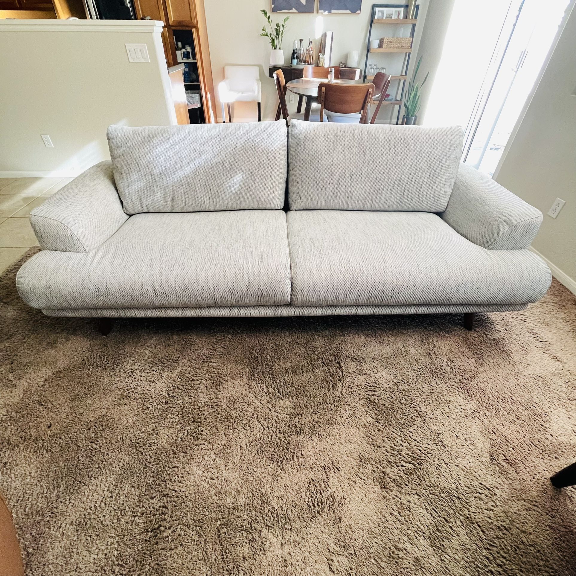 Mid Century Modern Sofa Twill Fabric Off White Jerome’s Furniture
