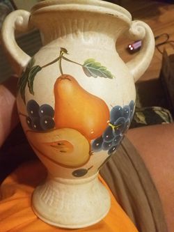 Vintage fruit pottery vase
