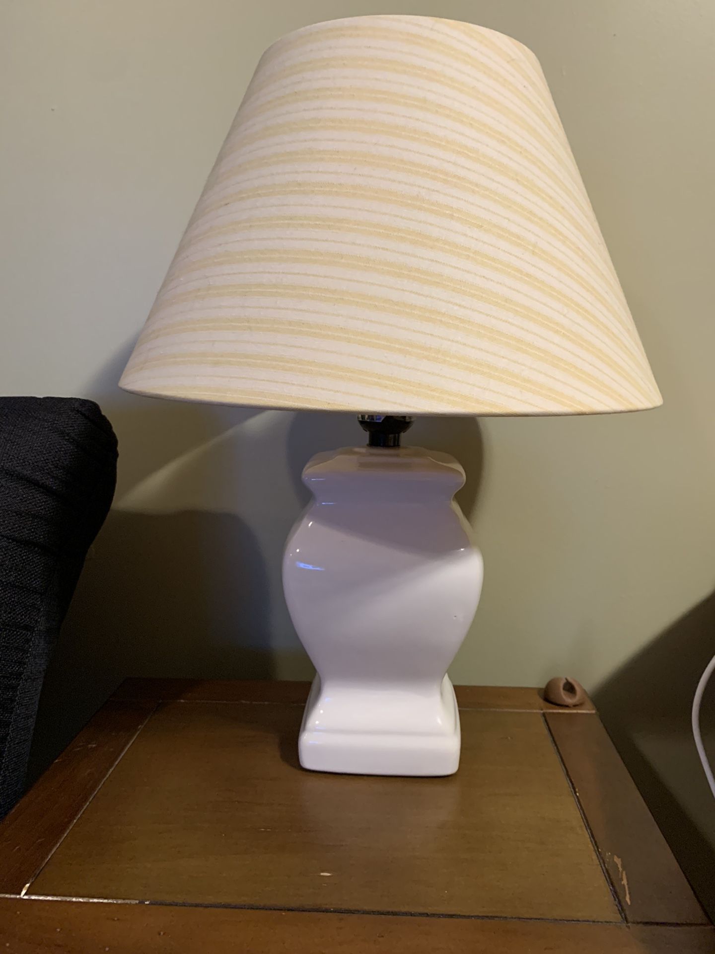 Ceramic Lamp with Pale Yellow and White Shade