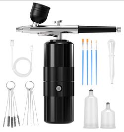 New Airbrush Kit with Compressor Portable Airbrush Kit 48PSI High-Pressure Non-Clogging Air Brush Set Cordless Rechargeable with 0.3mm Nozzle and Clea