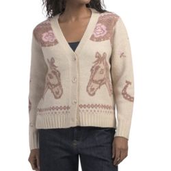 HAUTE HIPPIE STYLE Horse Button Front Cardigan size M