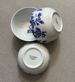 3 Paula Deen Tatnall Street Bluebell Blue Floral 5.5” Coupe Cereal Bowl EUC
