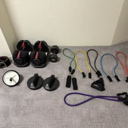 Various Sports Equipment: Resistance Bands, Ab Roller, Etc