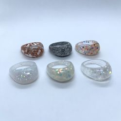 6 Pcs Resin Dome Rings. Size 7 