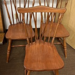 Vintage Solid Wood Colonial Style Dining Chairs. 3 Spindle Dining Chairs. $30 each. $80 all 3