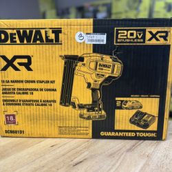 20V MAX XR Lithium-Ion Cordless 18-Gauge Narrow Crown Stapler Kit with 2.0Ah Battery, Charger and Contractor Bag