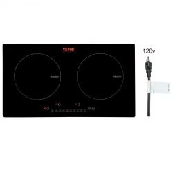 697#Electric Cooktop, 2 Burners, 24'' Induction Stove Top, Built-in Magnetic Cooktop 1800W, 9 Heating Level Multifunctional Burner, LED Touch Screen w
