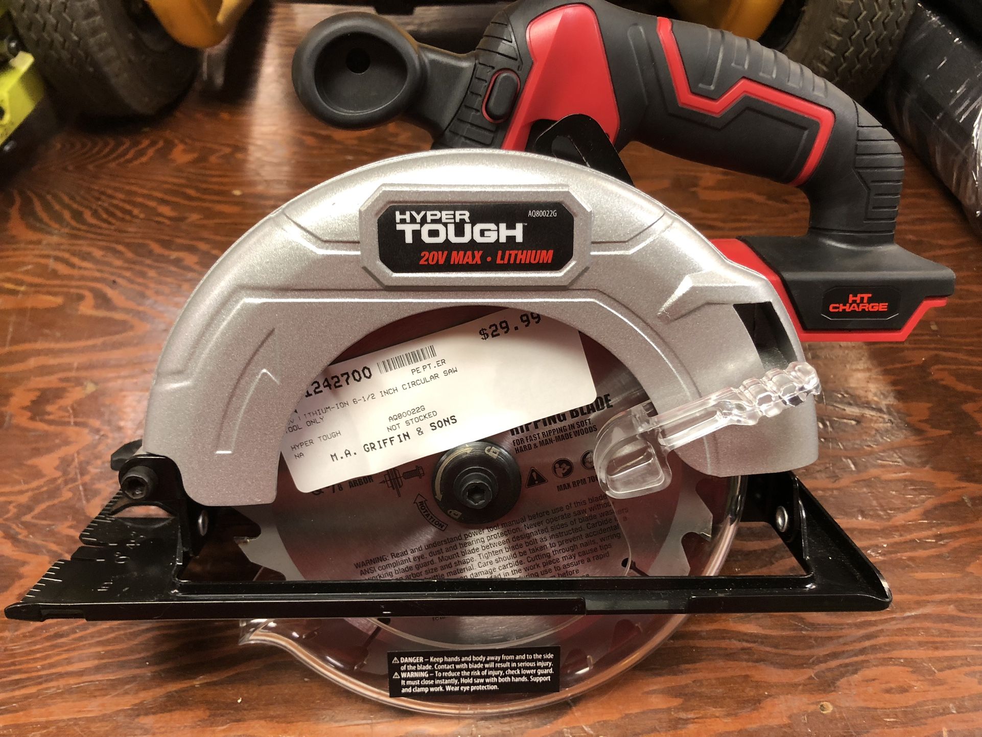 Hyper Tough 20v Max Lithium 6-1/2” Circular Saw Battery Operated (Tool Only)
