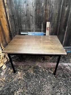 Brown and black table set up
